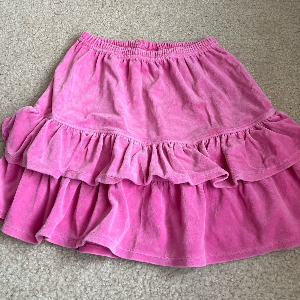 Hanna Andersson Pink Velour Button-Up Top and Skirt Set size 130 - Picture 6 of 8